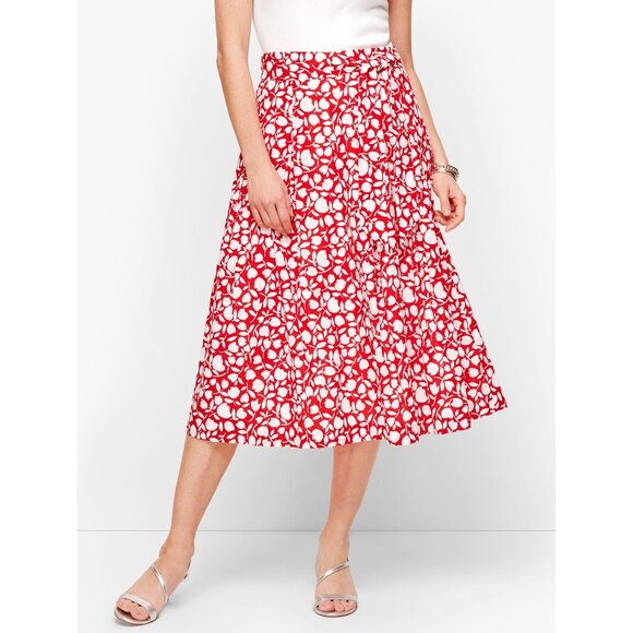 Talbots Floral Pleated Midi Skirt Pockets Artsy Career Office Size 12 Petite - Picture 1 of 12